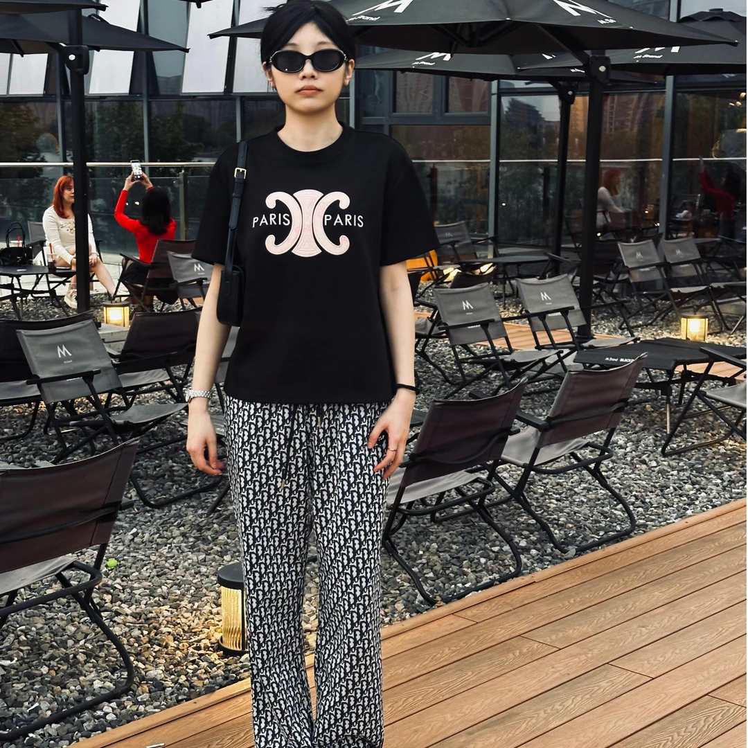 百搭休闲刺绣直筒长裤【D】--GY[谌辽]