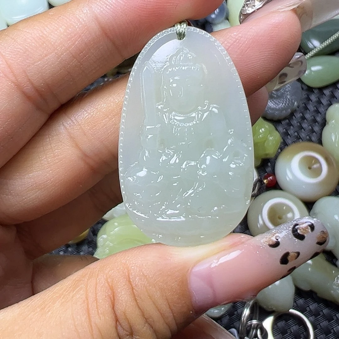 和田玉未镶嵌颈饰文殊菩萨