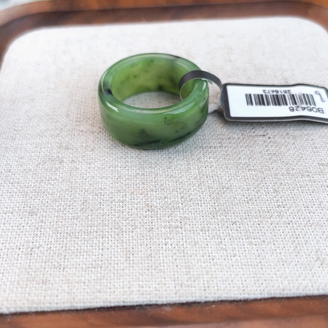 和田玉未镶嵌戒指U62碧玉圆切17.5不退换