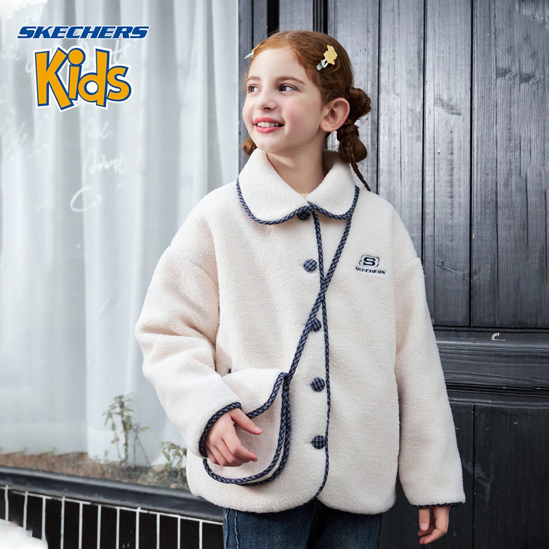 Skechers Kids斯凯奇儿童冬季女童时尚针织毛毛外套H425G083【ZL】