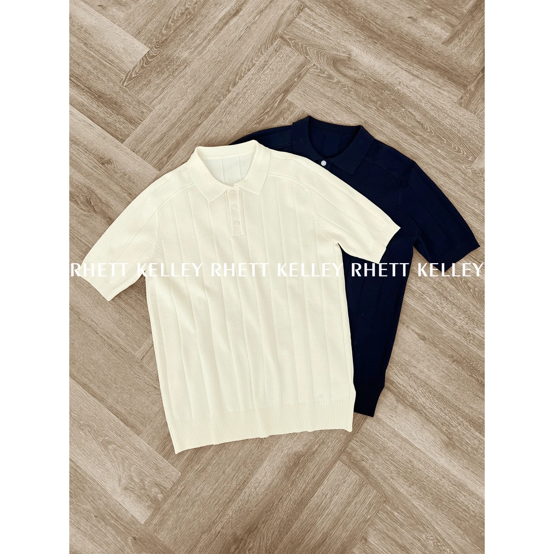 『霁月绡华 软糯亲肤』简约松弛感竖条纹净色堆积感休闲针织POLO衫