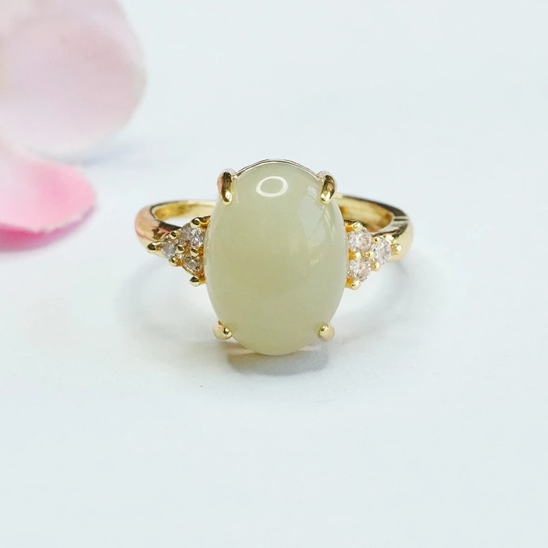 天然和田玉三件套吊坠耳饰戒指玉石套装