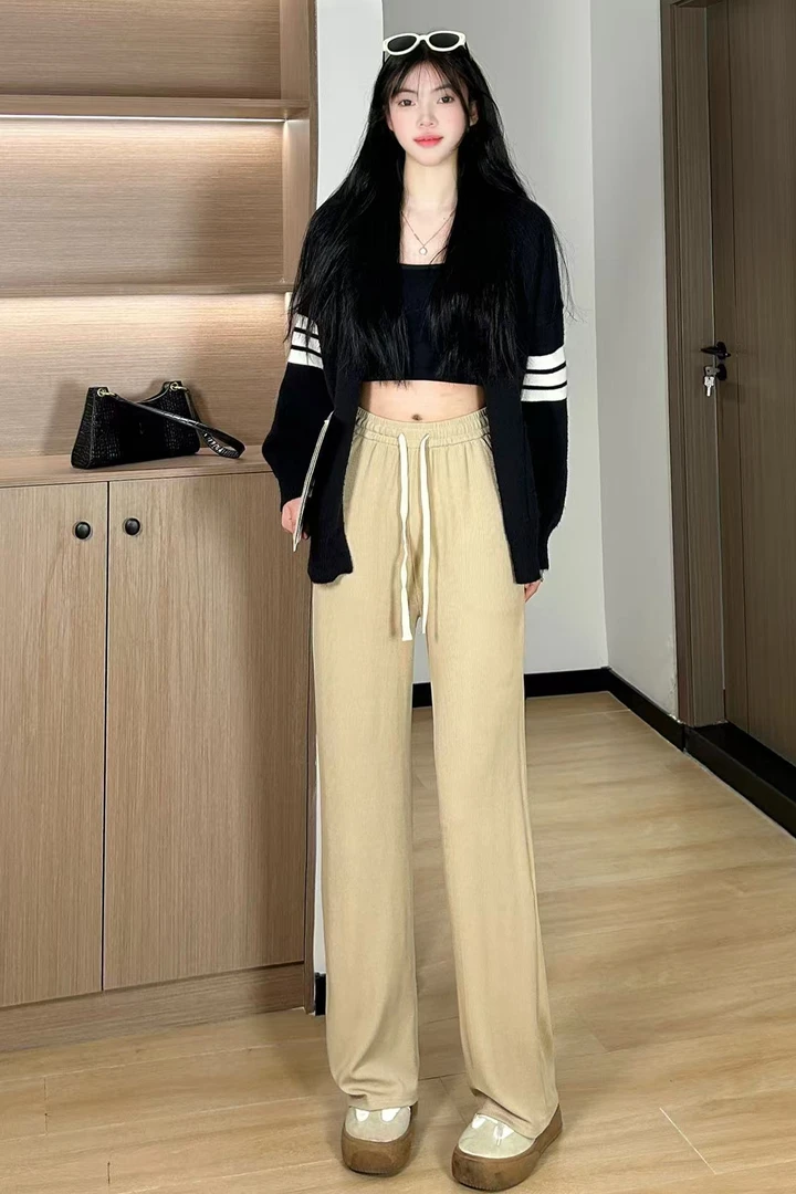 （工厂直销）2025春季上新阔腿裤女垂感桑蚕丝直筒休闲裤子