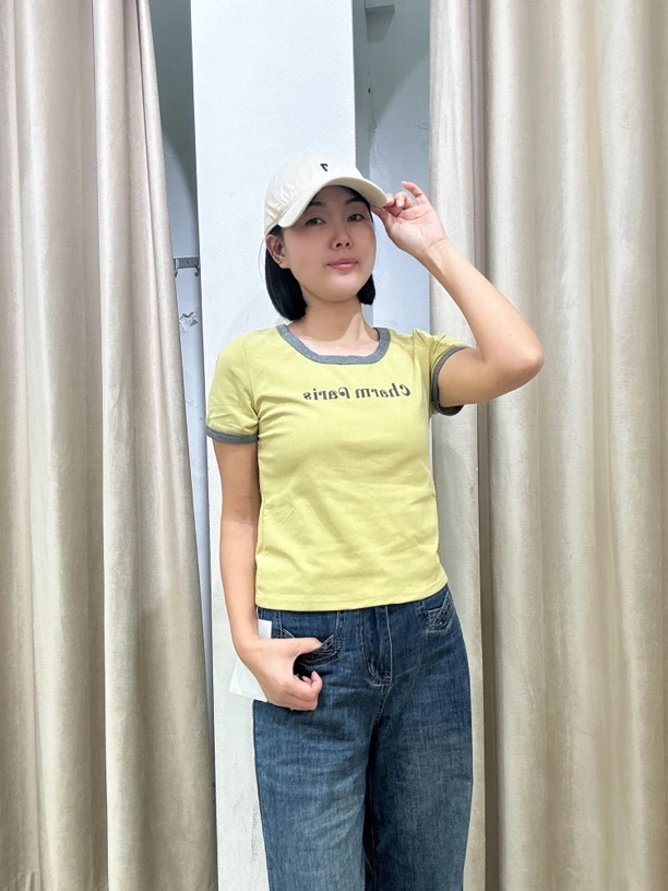 可甜可咸多巴胺拼色圆领短袖Ｔ恤