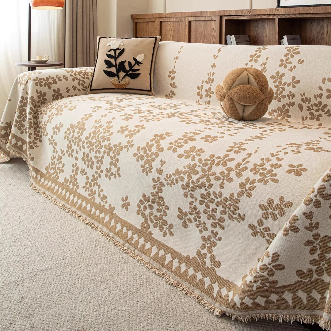 甸野碎英白雪尼尔沙发巾防滑加厚耐磨防猫抓耐脏两三人位SFJ09