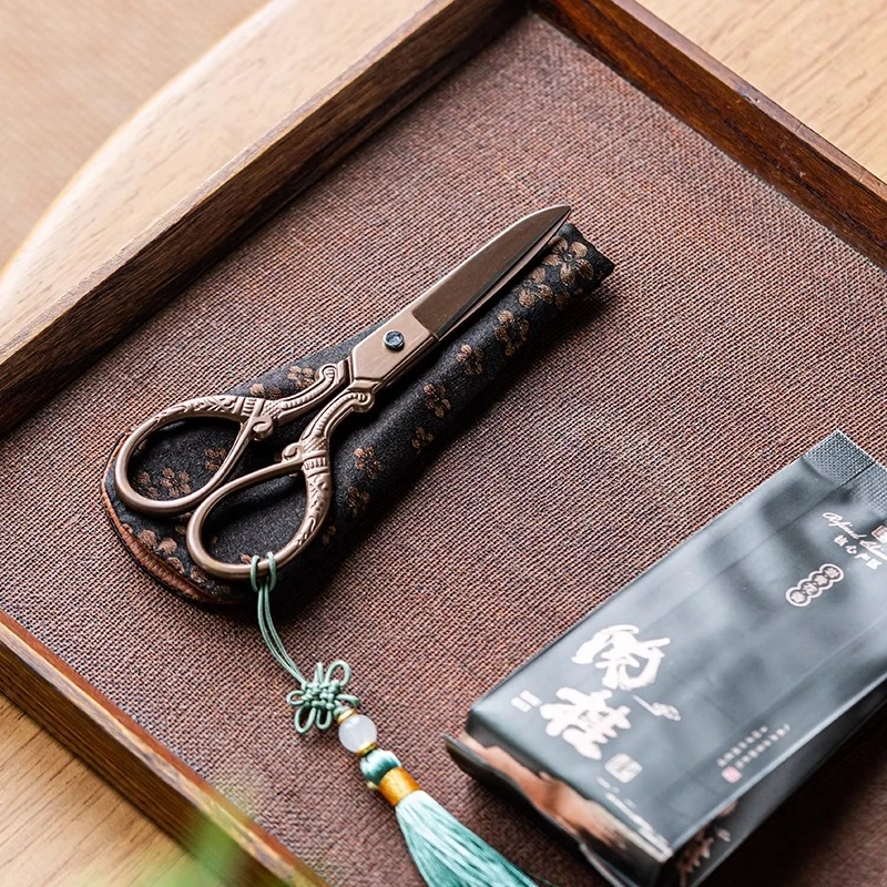 古风复古小剪刀茶包剪刀布套袋家用包装手工线头茶剪茶艺茶道配件