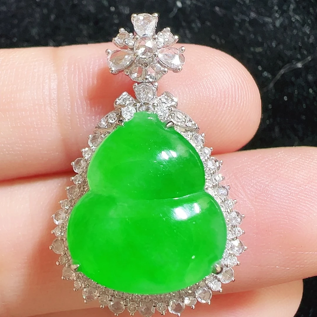 翡翠18K金镶嵌吊坠(不含链)