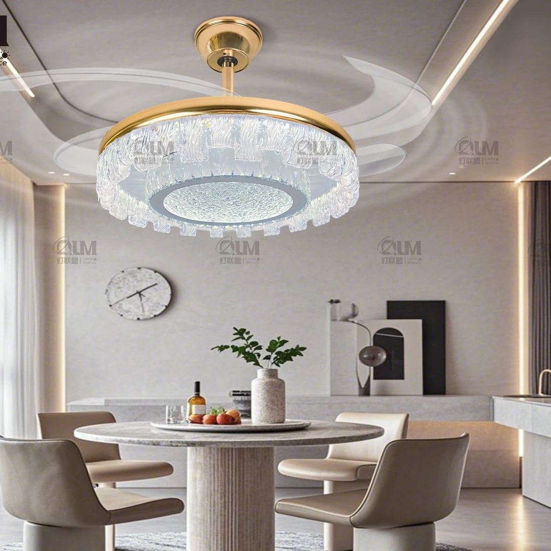 【水晶之恋】水晶隐形风扇灯智能一体风静音节能简约餐厅卧室客厅