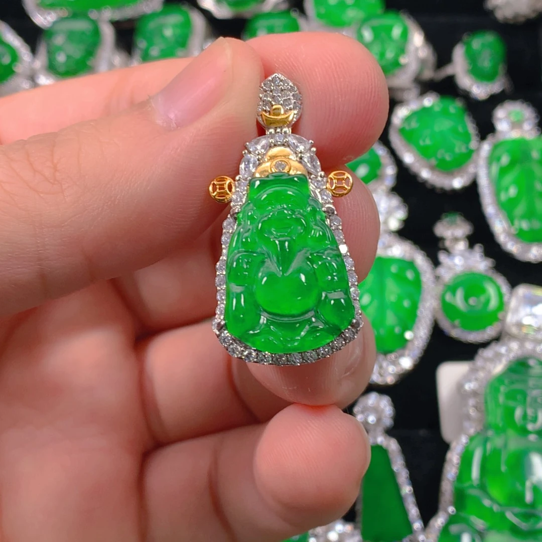 翡翠颈饰银S925镶嵌佛公