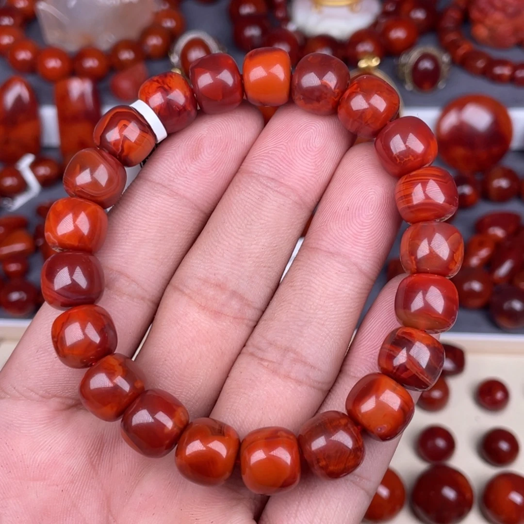 *****南红玛瑙未镶嵌瓦西原矿老型手串11mm