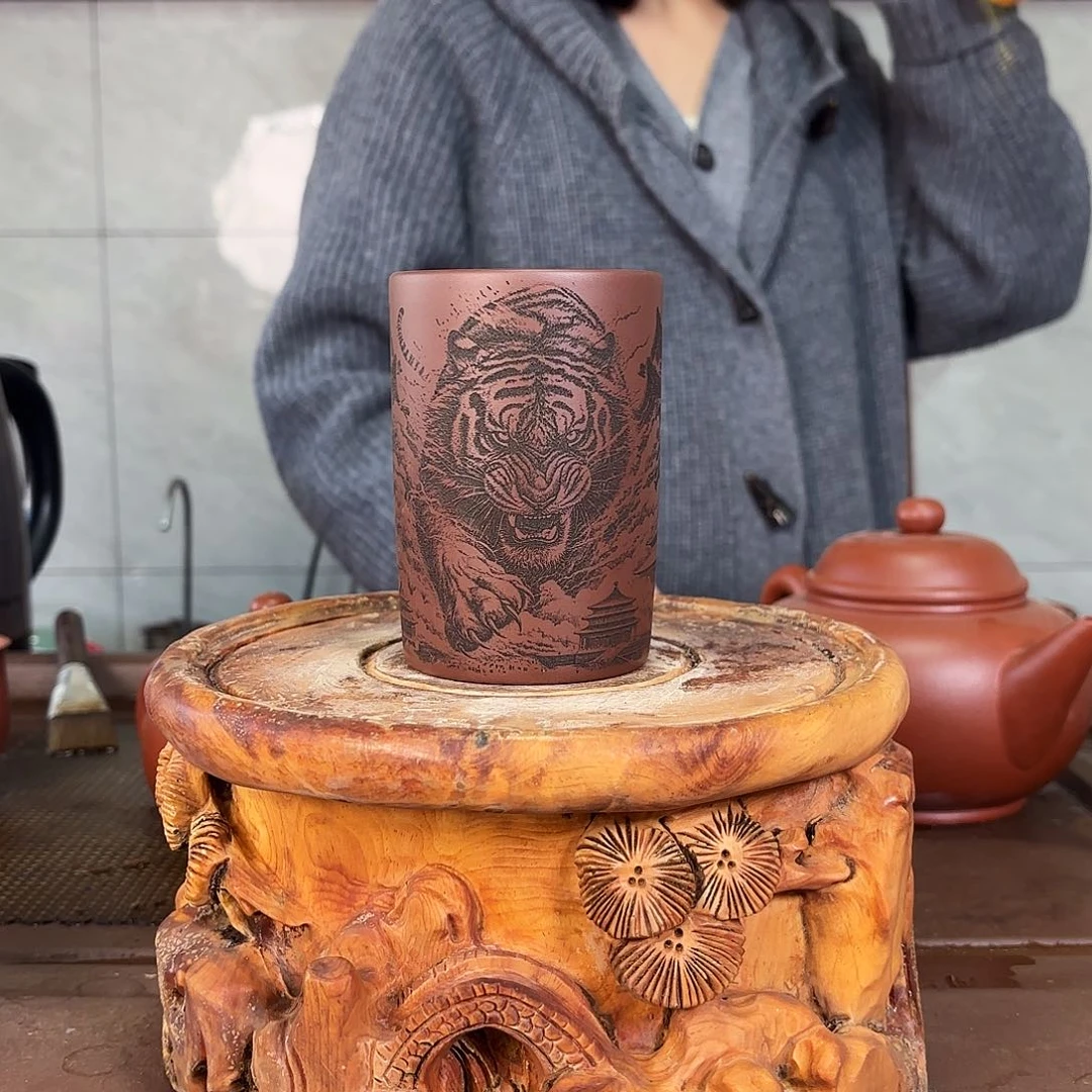 紫砂茶杯一壶李紫砂