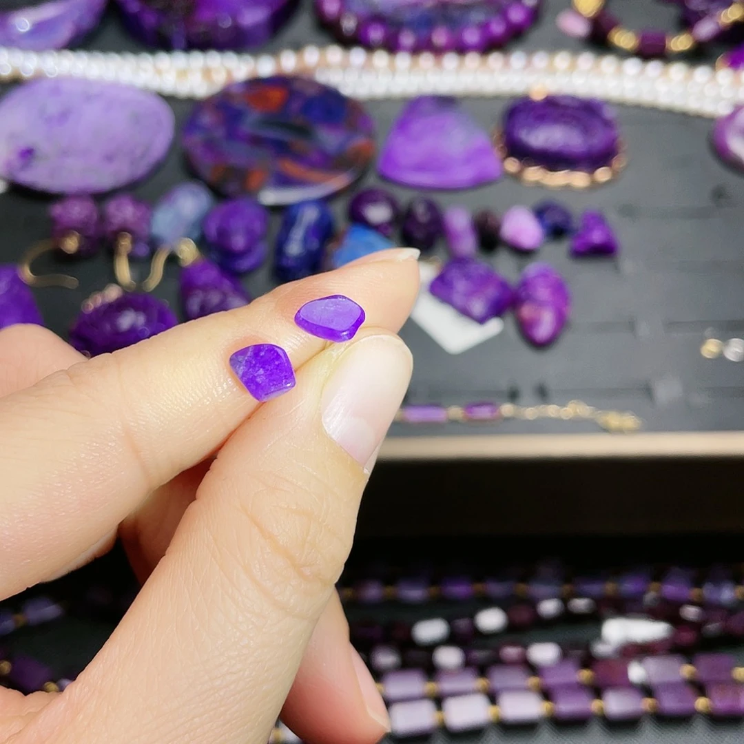 苏纪石（舒俱来）耳钉银S925镶嵌