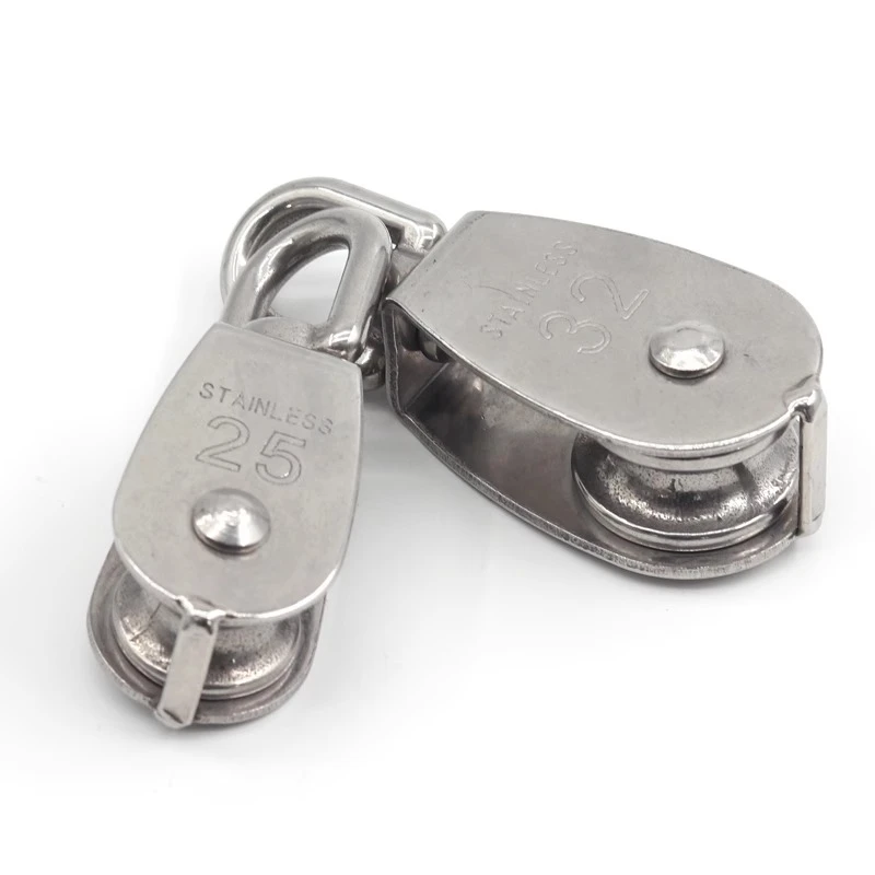 304不锈钢滑轮钢丝绳u型定滑轮吊钩吊轮滚轮单双轮小滑轮起重省力