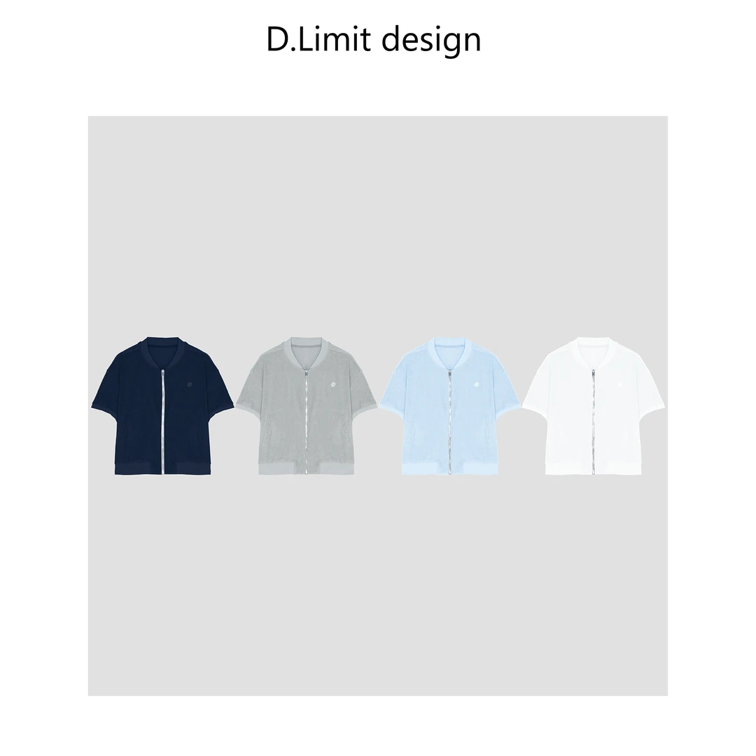 【D.Limit design】大麻有机棉肌理感棒球领拉链开衫短袖DLJL503