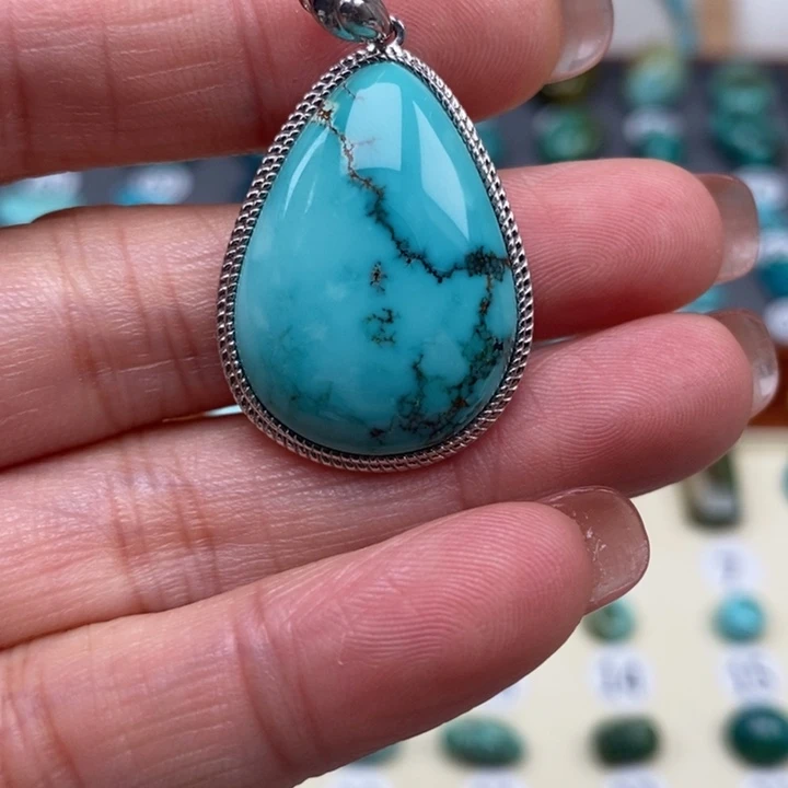 绿松石银S925镶嵌挂件