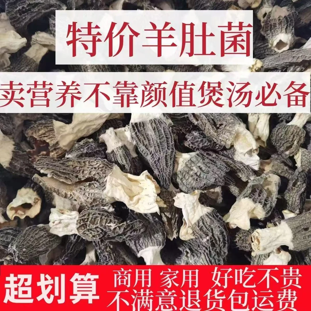 羊肚菌破损适合自己吃煲汤炒菜等汤鲜味美营养丰富