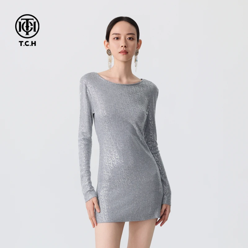 TCH 2025秋季新款轻奢时尚满钻连衣裙女T72C306010