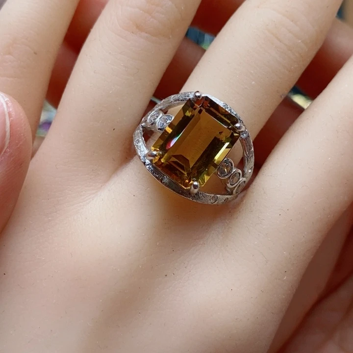 银S925镶嵌戒指水晶天然水晶戒指