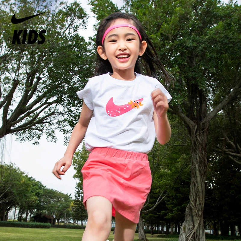 Nike耐克薄款弹力LOGO半身裙套装儿童女童童装短裙2件套G-KO-L304