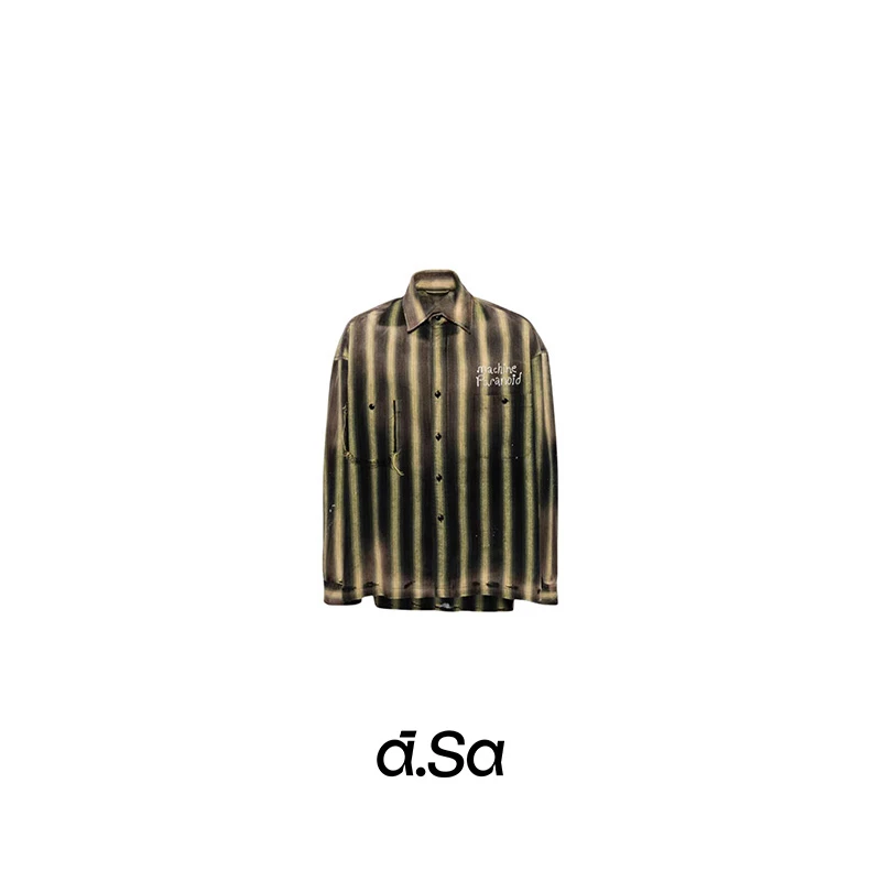 理性消费 NO退NO换 【简约而不简单的黄黑条纹长袖衬衫】