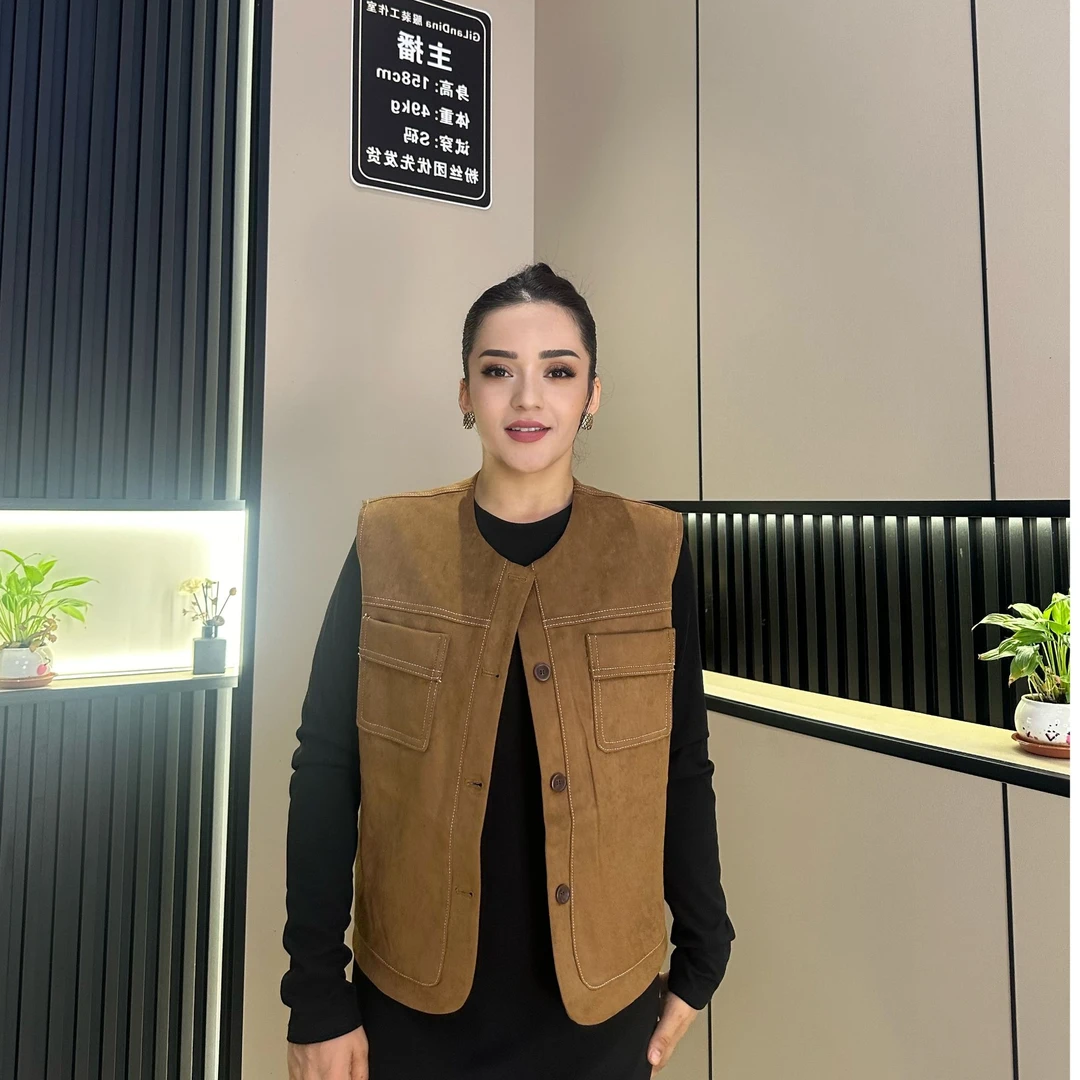 厚款毛马甲时尚复古秋冬圆领马甲常规上衣西装领秋季马夹28513