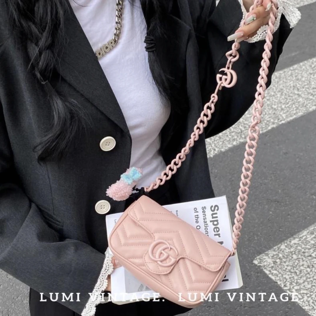 95新 GUCCI/古驰 Lumi包展-粉色新款陶瓷马蒙单肩包
