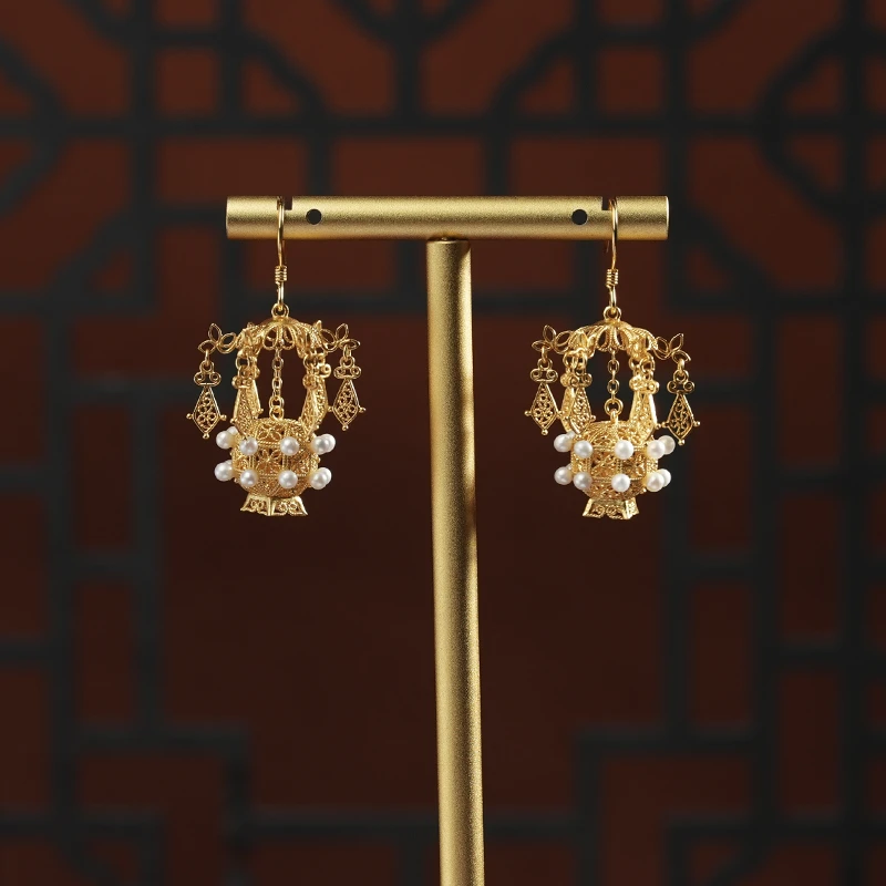 在忆 925银耳饰 明代宫灯耳饰