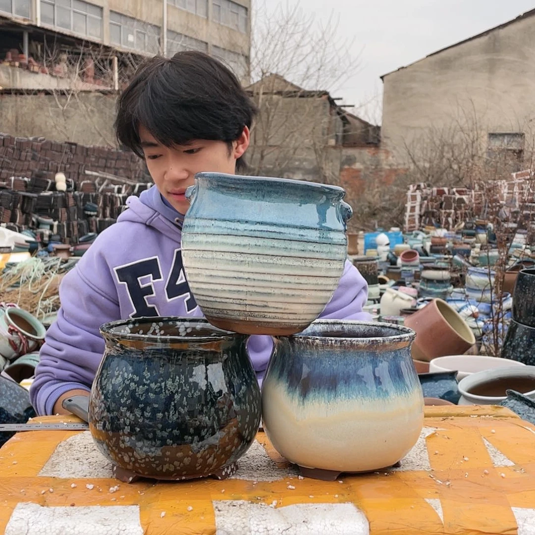 无铅玻璃宜兴紫砂花盆