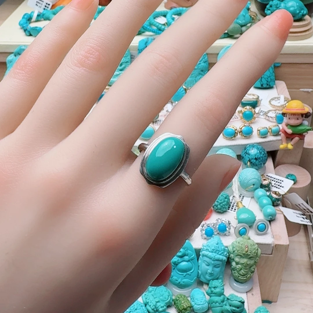 绿松石银S925镶嵌戒指