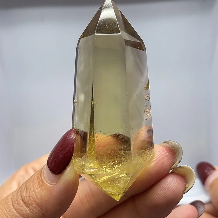 未镶嵌珠宝半成品水晶8黄水晶双尖高7.2宽3(有坑 微瑕)
