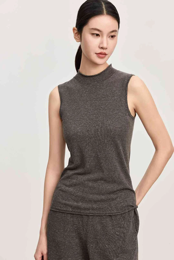 卷边领无袖6121A百搭打底背心女款内搭