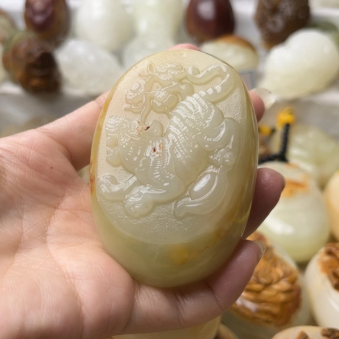 石材方解石手把摆件不退换虎