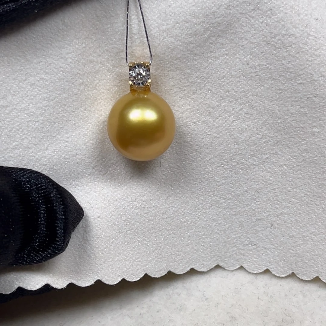 海水珍珠吊坠(不含链)18K金镶嵌12.4mm