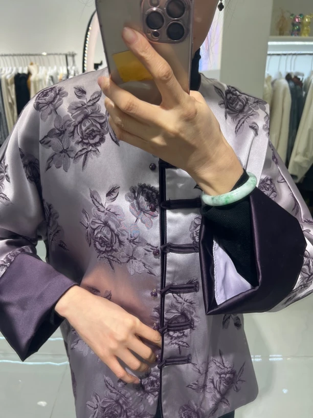 紫色国风新中式洋气时尚大方款外套2025年春款