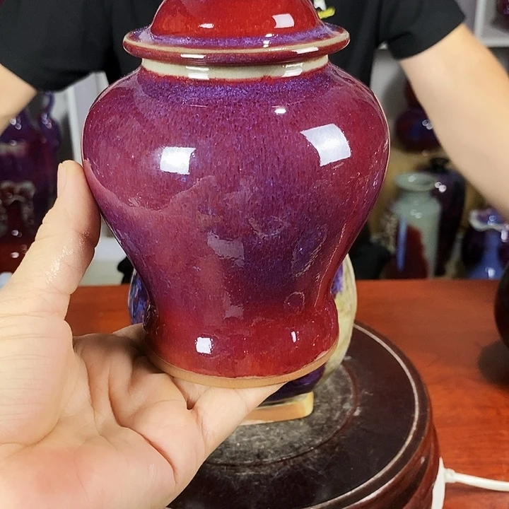 瓷片尚峰钧窑作品茶叶罐