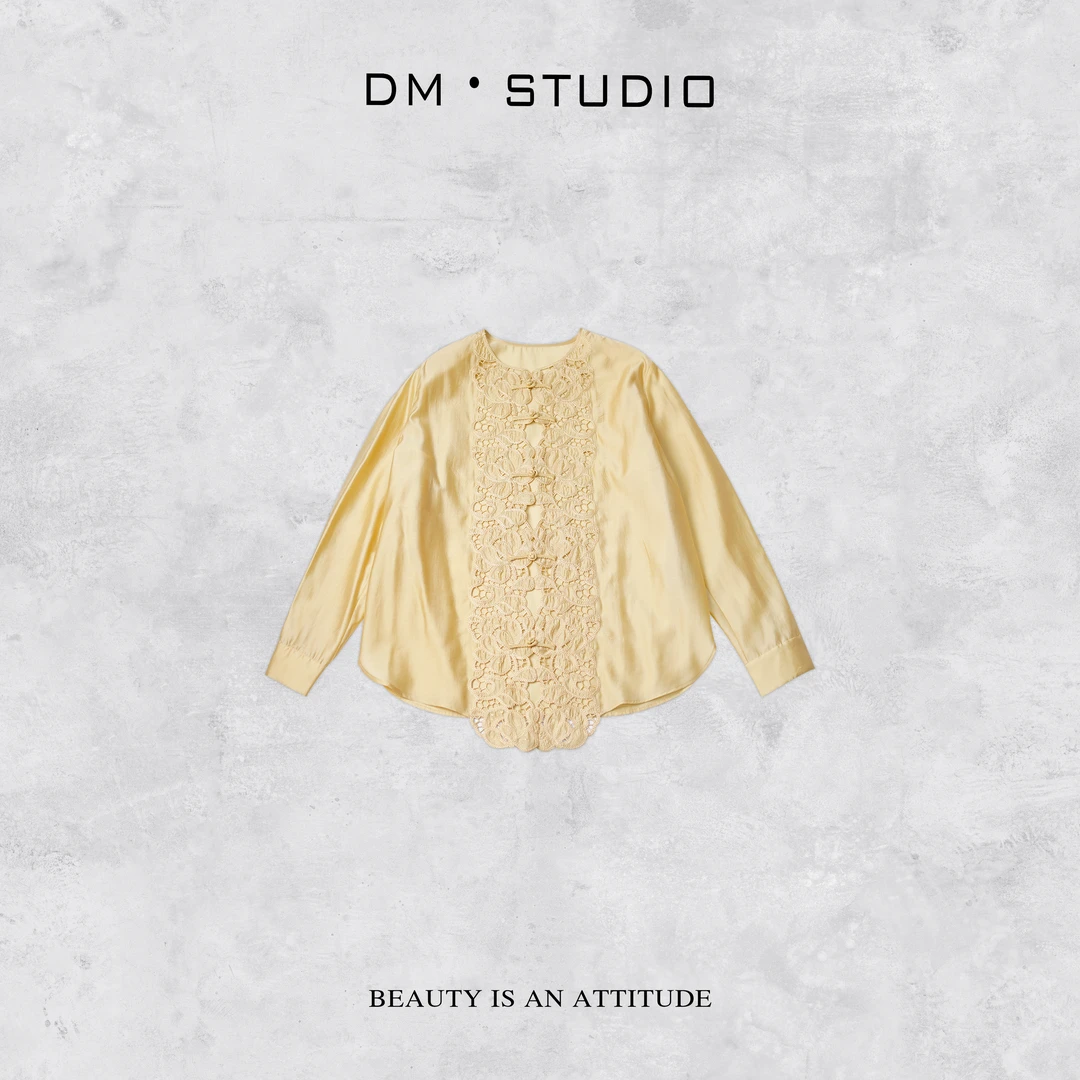 DEDM-DM•STUDIO/小众设计款气质精致对襟盘扣衬衫上衣（992149）