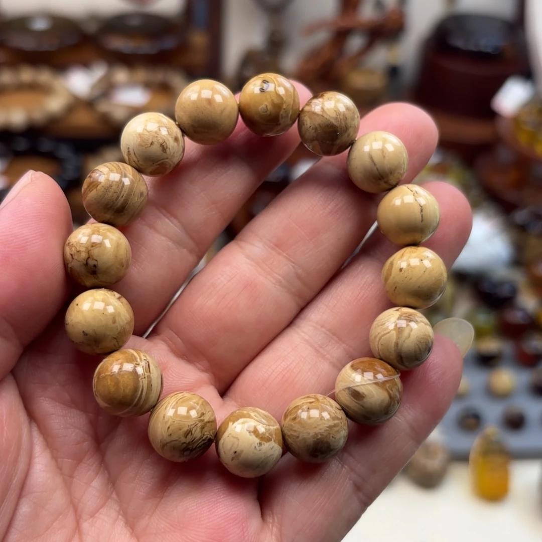 琥珀未镶嵌手链白瓷根妖花卡12