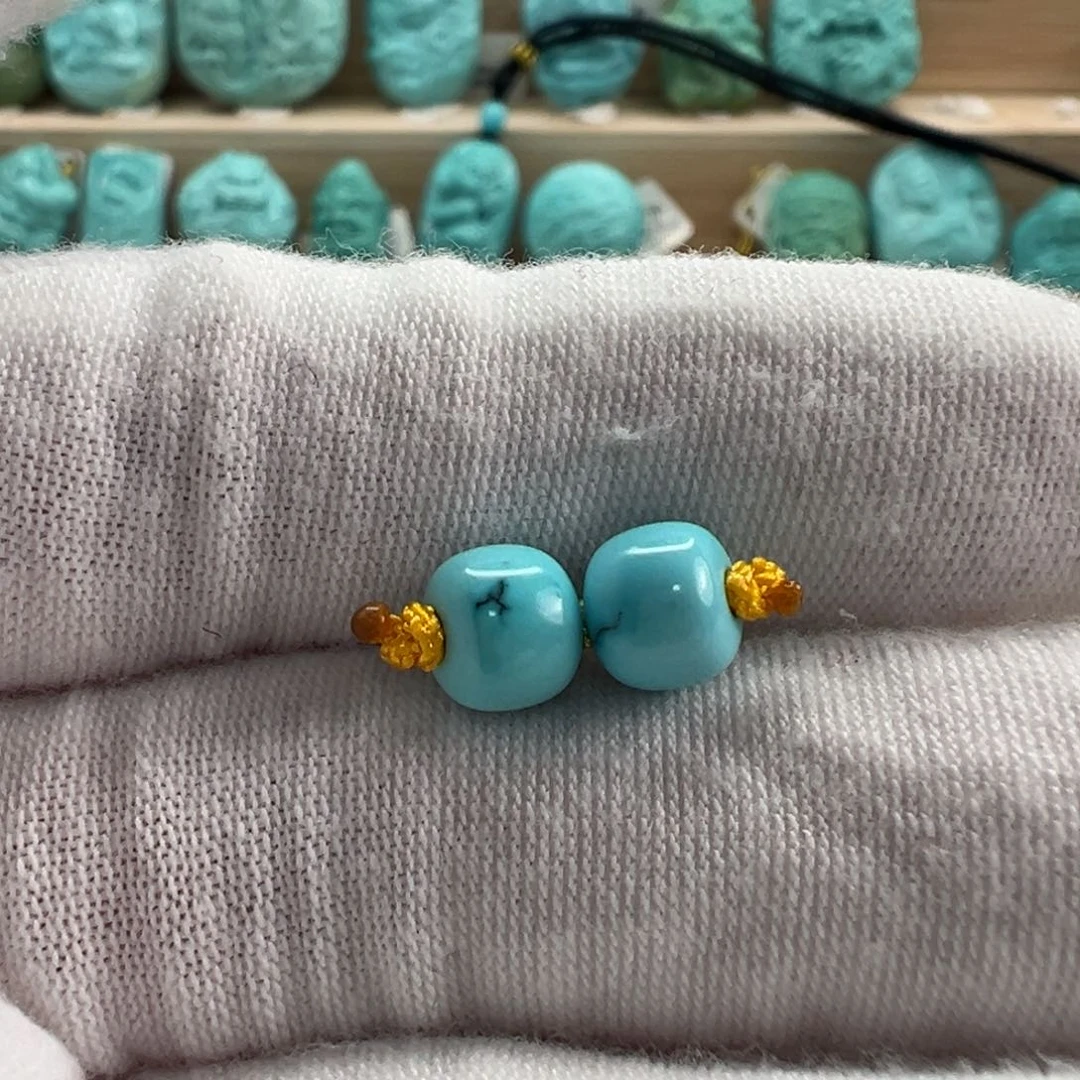 未镶嵌绿松石老型对珠6.7mm