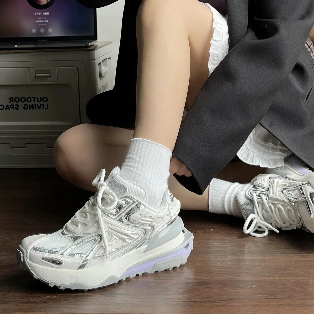 【pvkb官方正品】张真源同款变色龙系列老爹鞋男冬透气网面运动鞋女