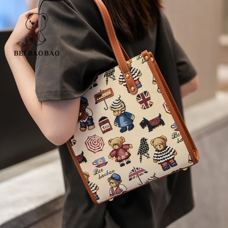 新款小众设计大容量女式手提包可爱卡通单肩包8600