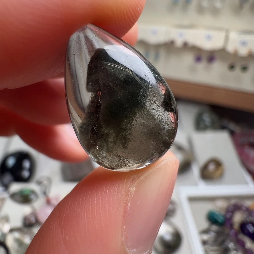 颈饰银S925镶嵌水晶天然幽灵水晶