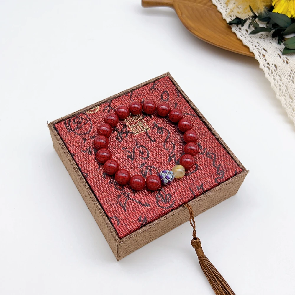 925银树脂手链 02645 HOA 红珠弹力绳手链 配件925银 珠9mm左右