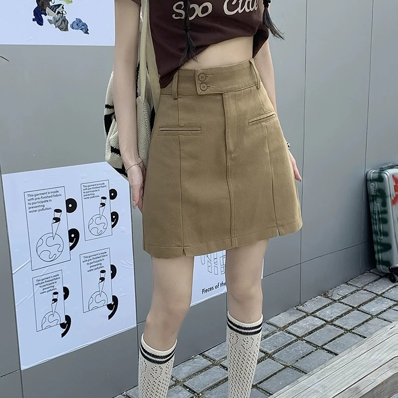 大码开叉遮胯牛仔半身裙女春夏高腰梨形身材包臀半裙显瘦a字短裙