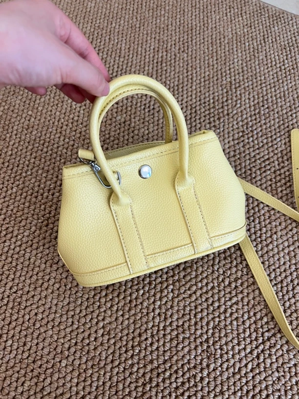 水桶型斜挎包时尚磁扣奢侈方形荔枝纹水桶包