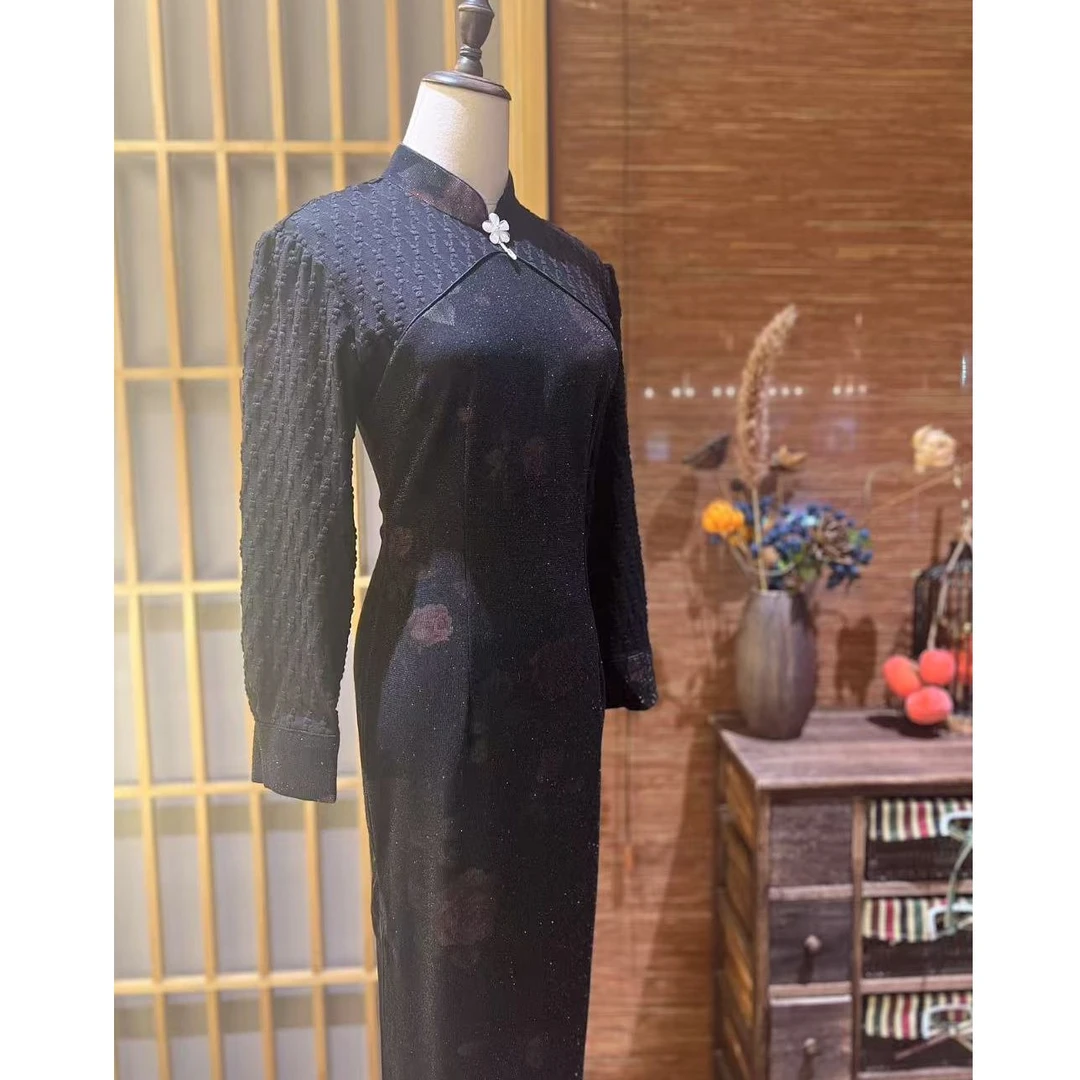 年末福利【暗香】长118早春新款旗袍气质优雅复古国风连衣裙