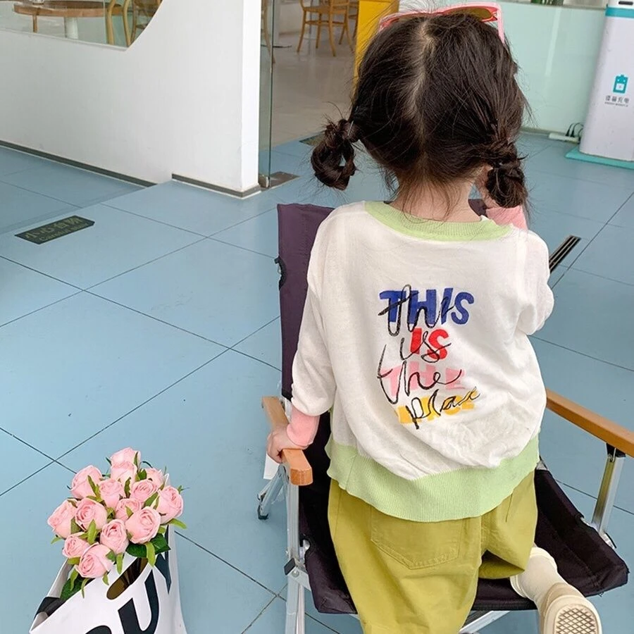 儿童夏季薄款针织开衫洋气防晒衣宝宝童装小童上衣长袖休闲女童