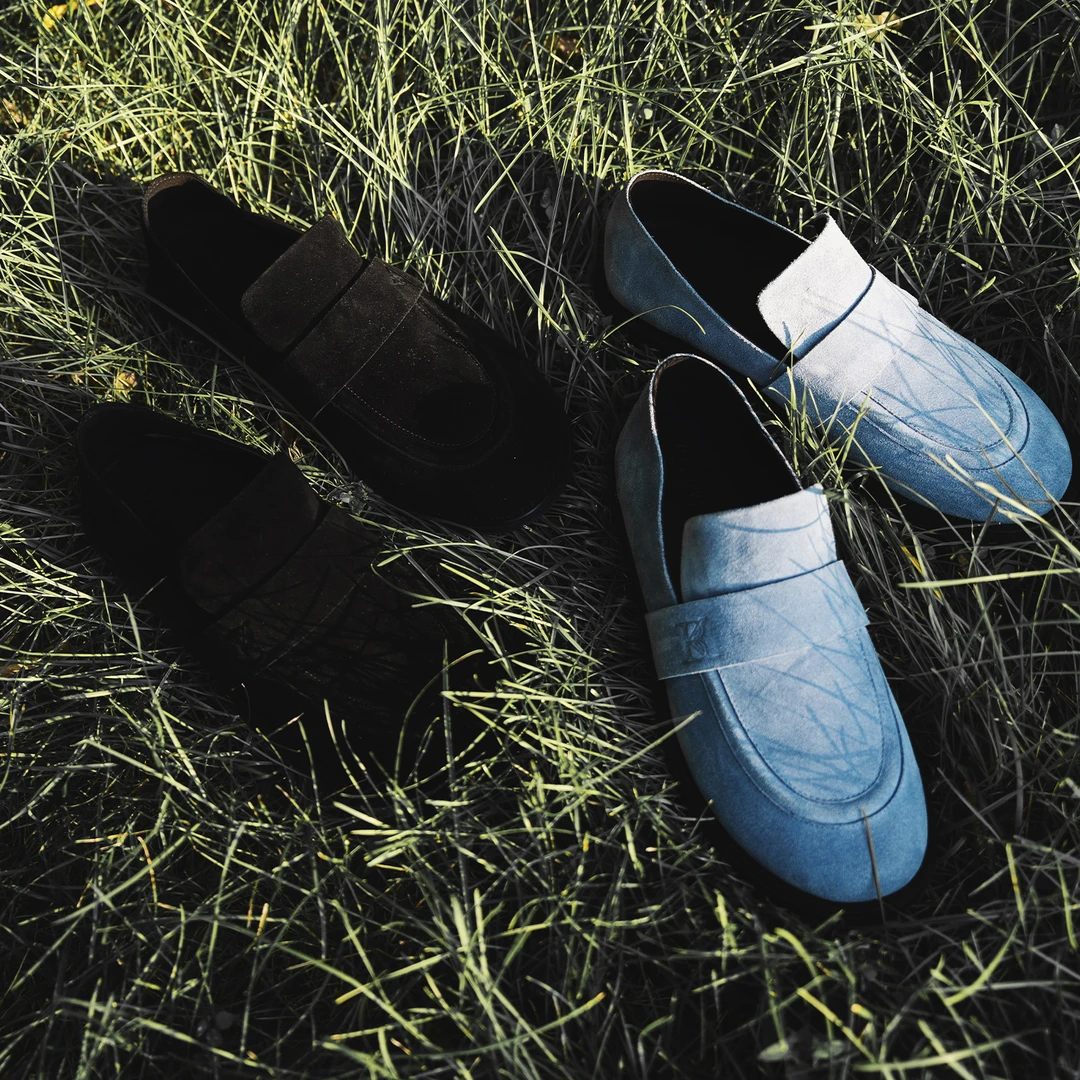 STAHOODBK2025秋季反绒真皮平底宽版乐福休闲皮鞋一脚蹬黑色蓝色