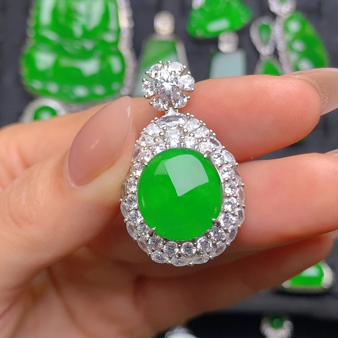 翡翠银S925镶嵌颈饰