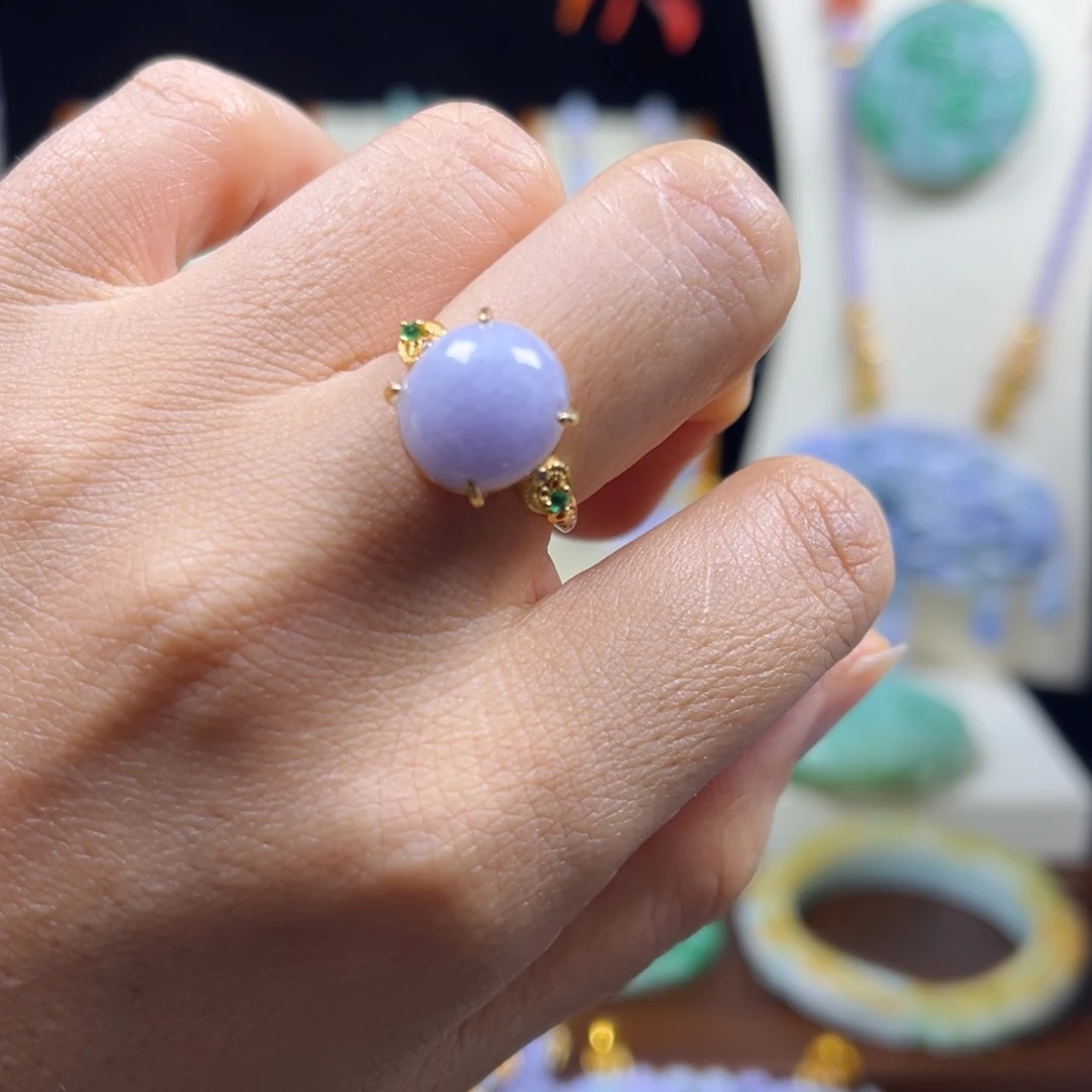 翡翠银S925镶嵌颈饰天然翡翠戒指