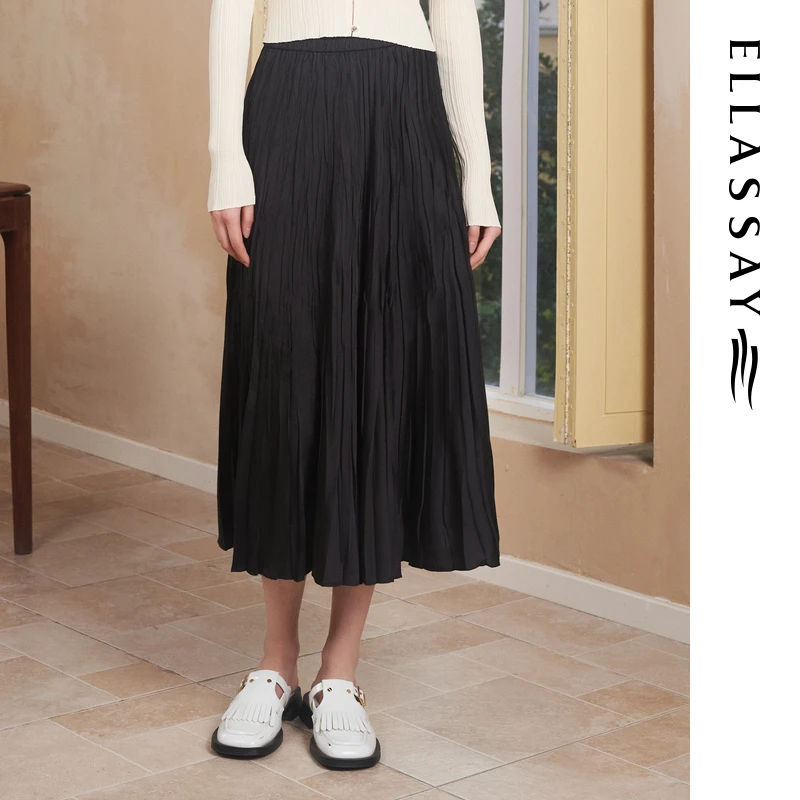 【压褶系列】歌力思新款雅丹风复古散摆半身裙女EWV352Q00600